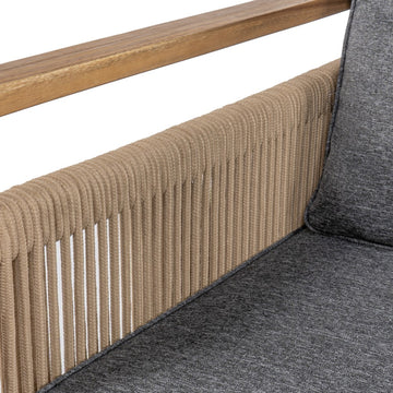 Gable 3-Seat Mid-Century Modern Roped Acacia Wood Outdoor Sofa with Cushions - JONATHAN Y